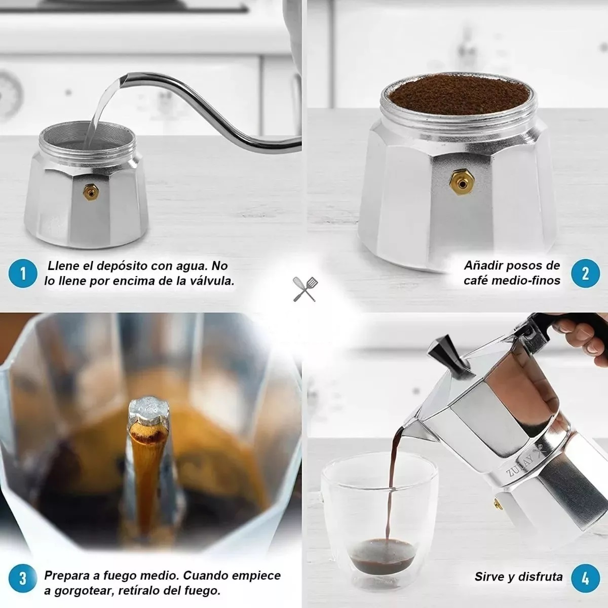 Miniatura 5 de Cafetera Italiana Expreso En Aluminio 12